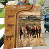 Uni Personalized Shorthorn Cattle In Field Farmhouse Blanket