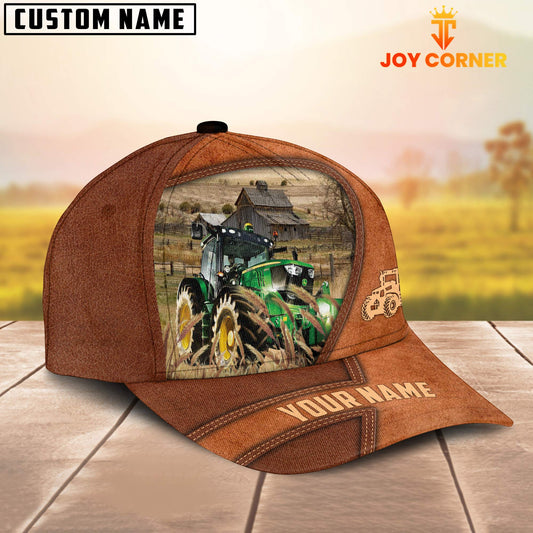 Uni Tractor Customized Name Brown Leather Pattern Cap