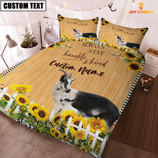 Uni Goat Stay Humble And Kind Custom Name Bedding Set