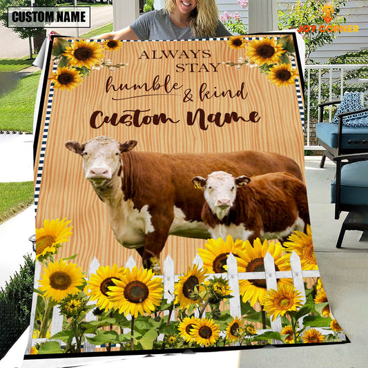 Uni Hereford Custom Name - Always Stay Humble and Kind Blanket