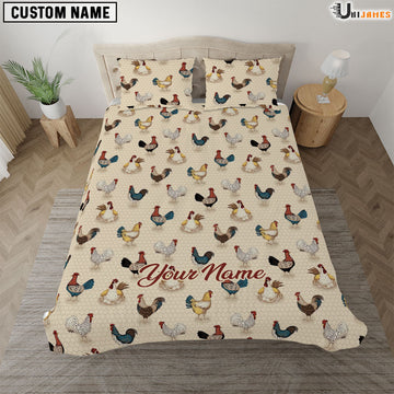 Uni Chicken Brown Pattern Custom Name Bedding Set