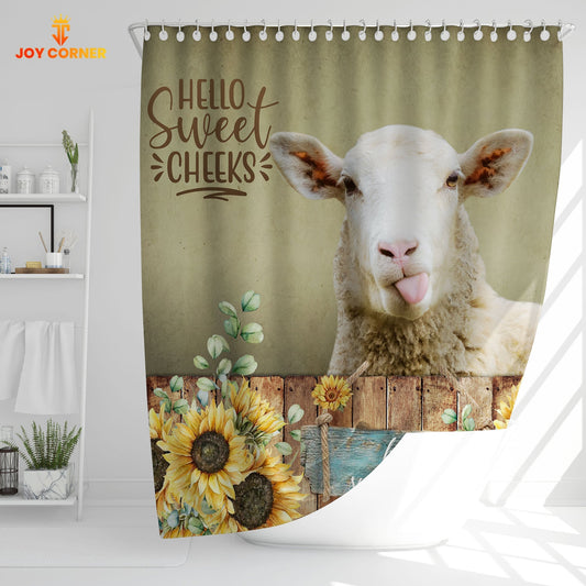 Uni Goat Hello Sweet Cheeks 3D Shower Curtain