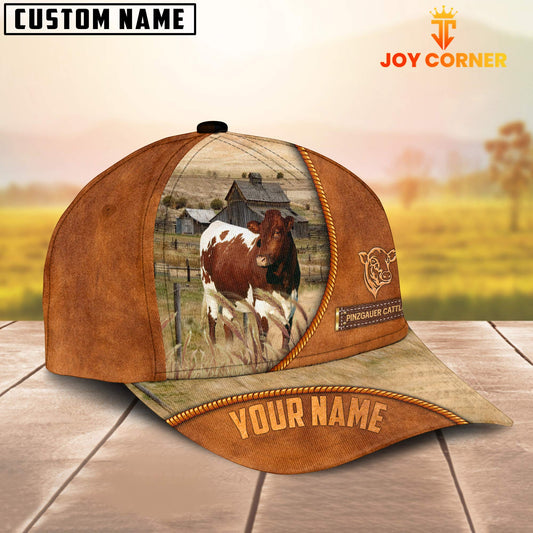 Uni Custom Name Pinzgauer Cattle Leather Pattern Cap