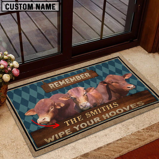 Uni Beefmaster Wipe Your Hooves Custom Name Doormat