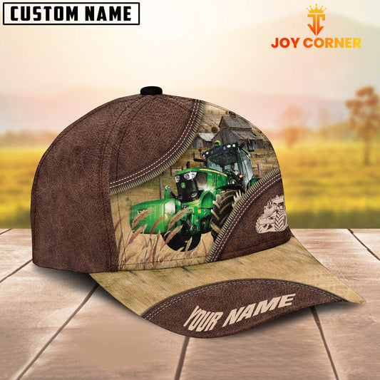 Uni Tractor On The Farm Customized Name 3D Brown Cap