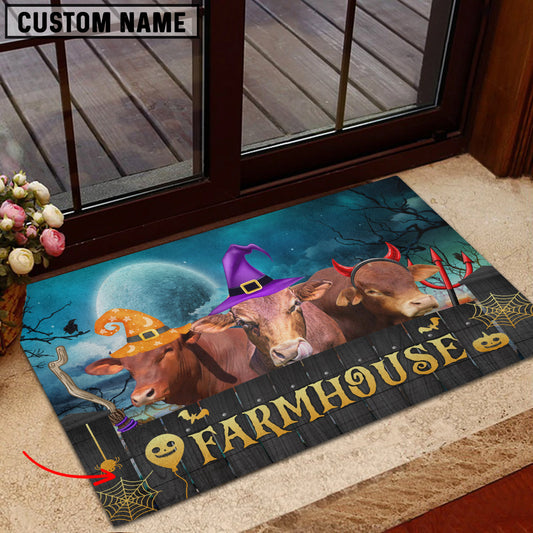 Uni Beefmaster Farmhouse Halloween Custom Name Doormat