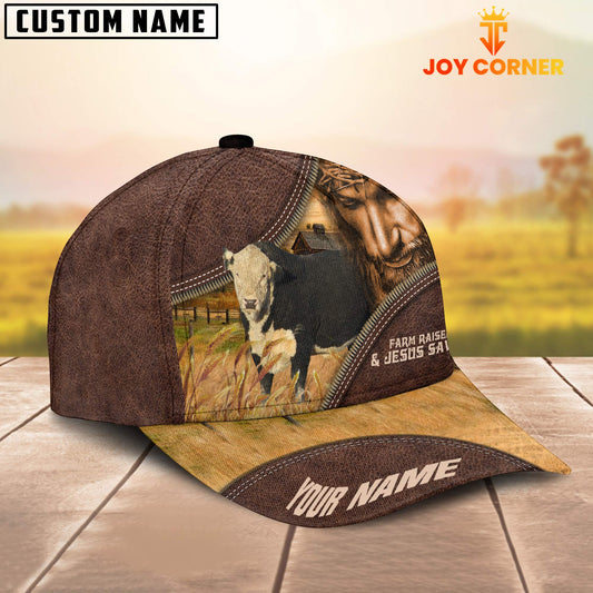 Uni Black Hereford Farm & Jesus Customized Name Cap