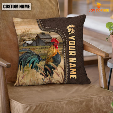 Uni Chicken Custom Name Leather Pattern Pillow Case