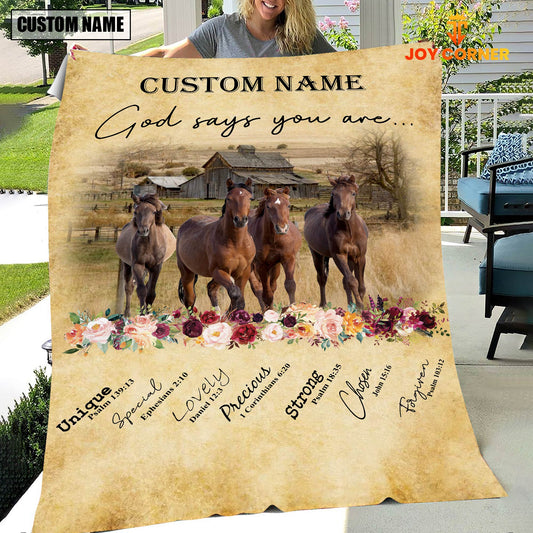 God Says You Are - Uni Personalized Name Horse Blanket