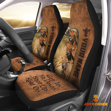 Uni Jersey Happiness Personalized Name Leather Pattern Car Seat Covers Universal Fit (2Pcs)