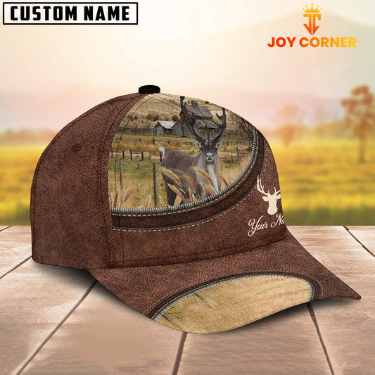 Uni Reindeer On The Farm Customized Name Leather Pattern Cap