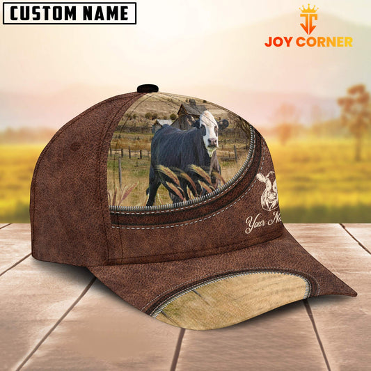 Uni Black Baldy On The Farm Customized Name Leather Pattern Cap