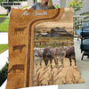 Uni Personalized Brown Swiss Cattle In Field Farmhouse Blanket