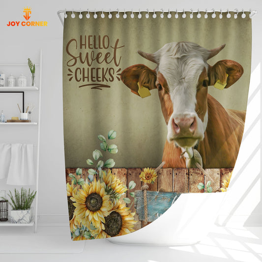 Uni Simmental Hello Sweet Cheeks 3D Shower Curtain