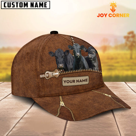 Uni Black Angus Cattle Zipper Pattern Customized Name Cap