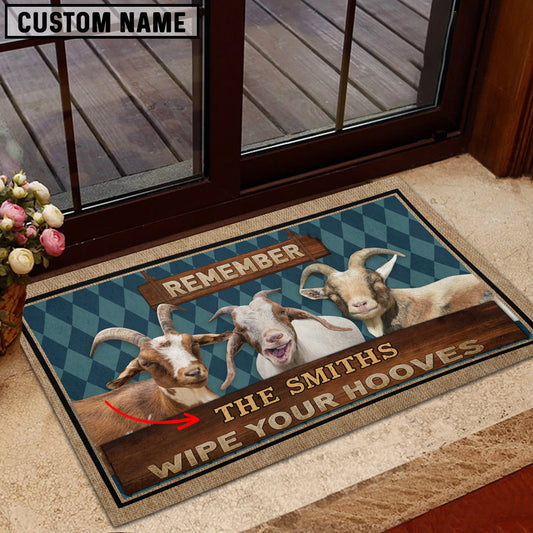 Uni Goat Wipe Your Hooves Custom Name Doormat