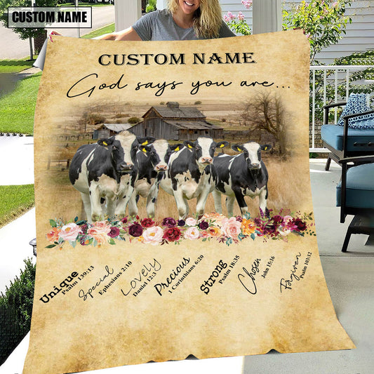 God Says You Are - Uni Personalized Name Holstein Blanket