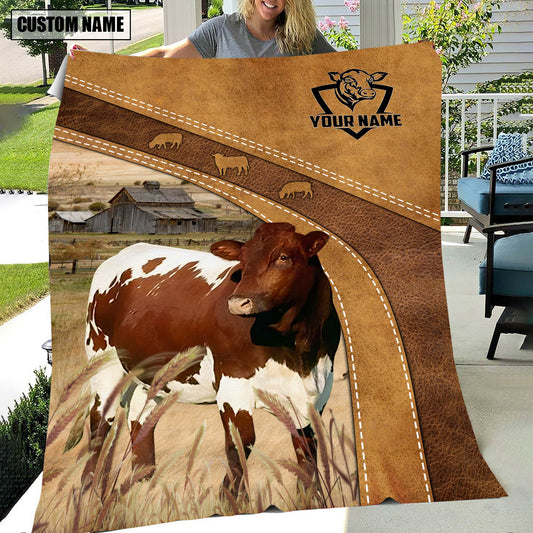 Uni Personalized Name Pinzgauer Cattle Brownie Background Blanket
