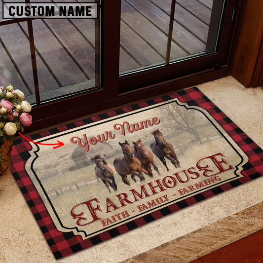 Uni Horse Faith Family Farming Custom Name Doormat