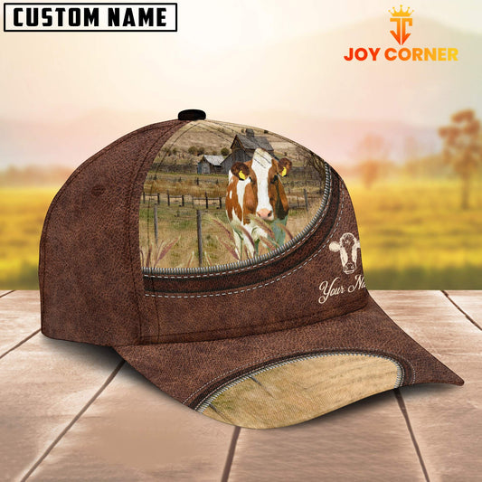 Uni Red Holstein On The Farm Customized Name Leather Pattern Cap