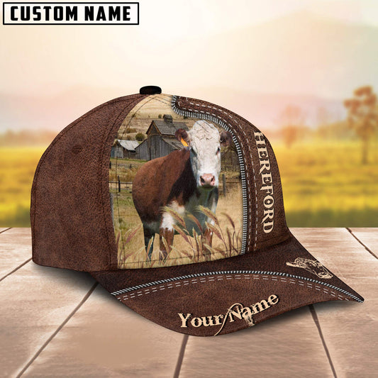 Uni Hereford Customized Name Leather Pattern Cap