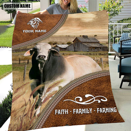 Uni Personalized Name Brahman Faith Family Farming Blanket