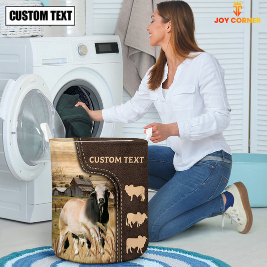 Uni Brahman Custom Name Leather Pattern Laundry Basket