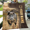 Uni Personalized Name Hogs Leather Pattern Blanket