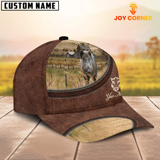 Uni Hogs On The Farm Customized Name Leather Pattern Cap