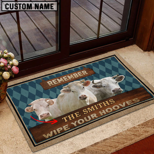 Uni Charolais Wipe Your Hooves Custom Name Doormat