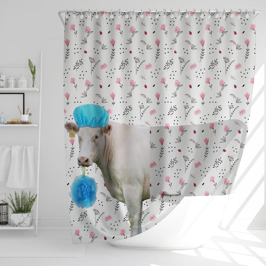 Uni Charolais Flower 3D Shower Curtain