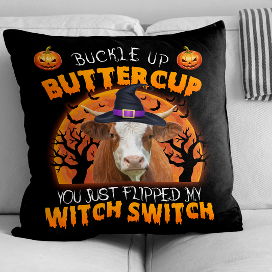 Uni Happy Halloween Simmentals Buckle Up Butter Cup Pillow Case