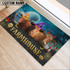 Uni Red Angus Farmhouse Halloween Custom Name Doormat