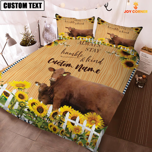 Uni Beefmaster Stay Humble And Kind Custom Name Bedding Set