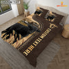Uni Black Angus Custom Text Leather Pattern Bedding Set