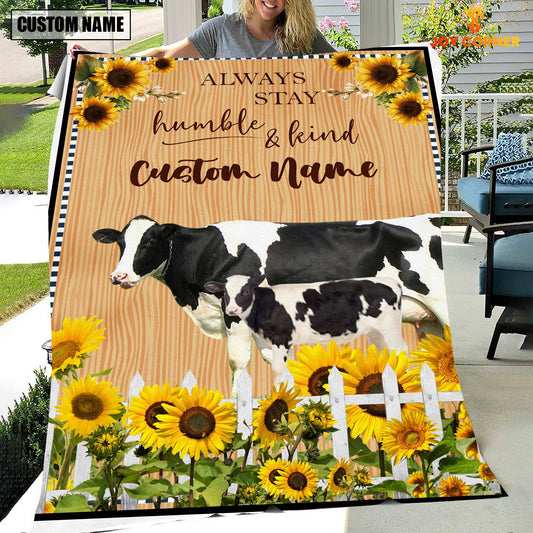 Uni Holstein Custom Name - Always Stay Humble and Kind Blanket