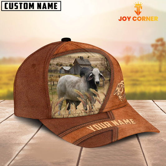 Uni Brahman Customized Name Brown Leather Pattern Cap