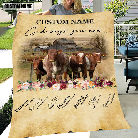 God Says You Are - Uni Personalized Name Shorthorn Blanket