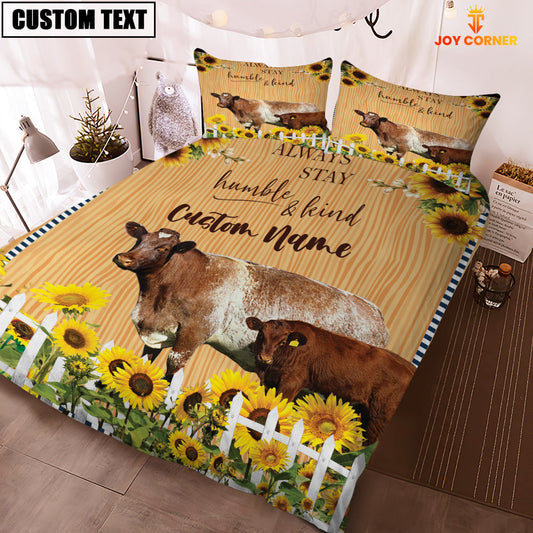 Uni Shorthorn Stay Humble And Kind Custom Name Bedding Set