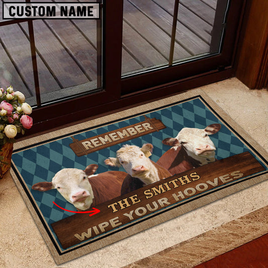 Uni Hereford Wipe Your Hooves Custom Name Doormat