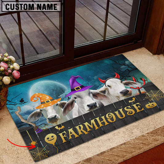 Uni Brahman Farmhouse Halloween Custom Name Doormat