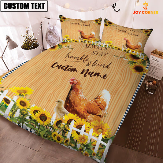 Uni Chicken Stay Humble And Kind Custom Name Bedding Set