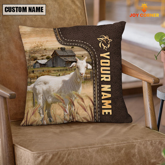 Uni Goat Custom Name Leather Pattern Pillow Case
