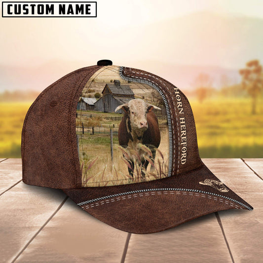 Uni Horn Hereford Customized Name Leather Pattern Cap