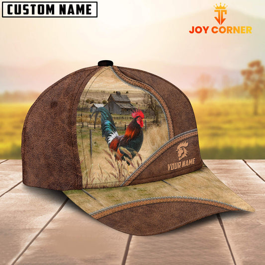 Uni Rooster Zipper Leather Pattern Customized Name Cap