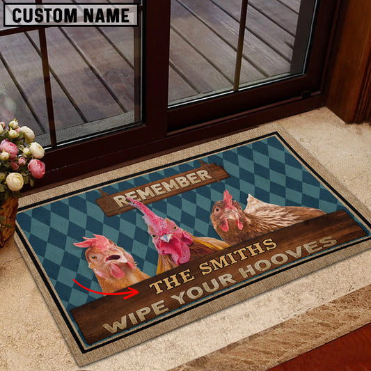 Uni Chicken Wipe Your Hooves Custom Name Doormat
