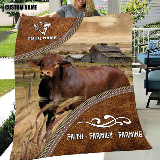 Uni Personalized Name Beefmaster Faith Family Farming Blanket