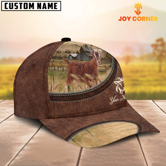 Uni Goat On The Farm Customized Name Leather Pattern Cap