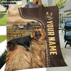 Uni Personalized Name German Shepherd Leather Pattern Blanket