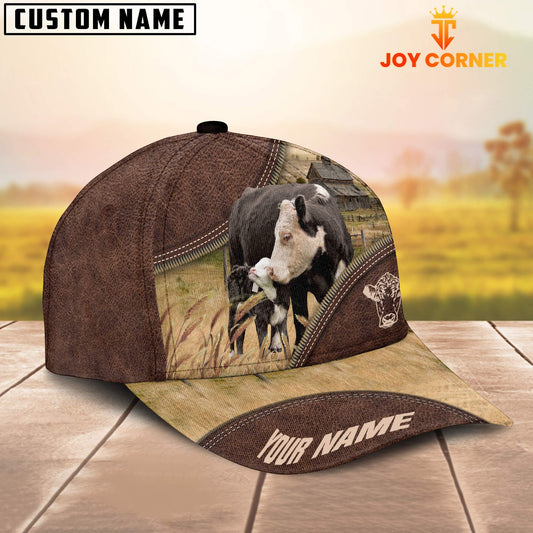 Uni Black Hereford On The Farm Customized Name 3D Brown Cap